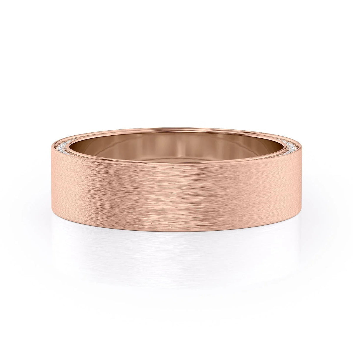 The Andrew. A Rose Gold Diamonds Wedding Band Set With 0.8tcw Round Lab Grown Diamonds. White Background.
