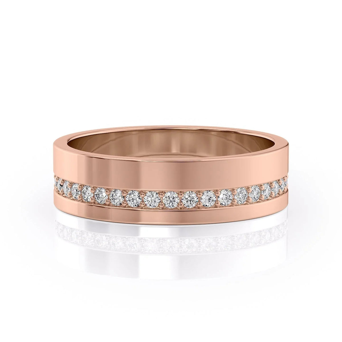 The Ethan. A Rose Gold Diamonds Wedding Band Set With 0.3tcw Round Lab Grown Diamonds. White Background.