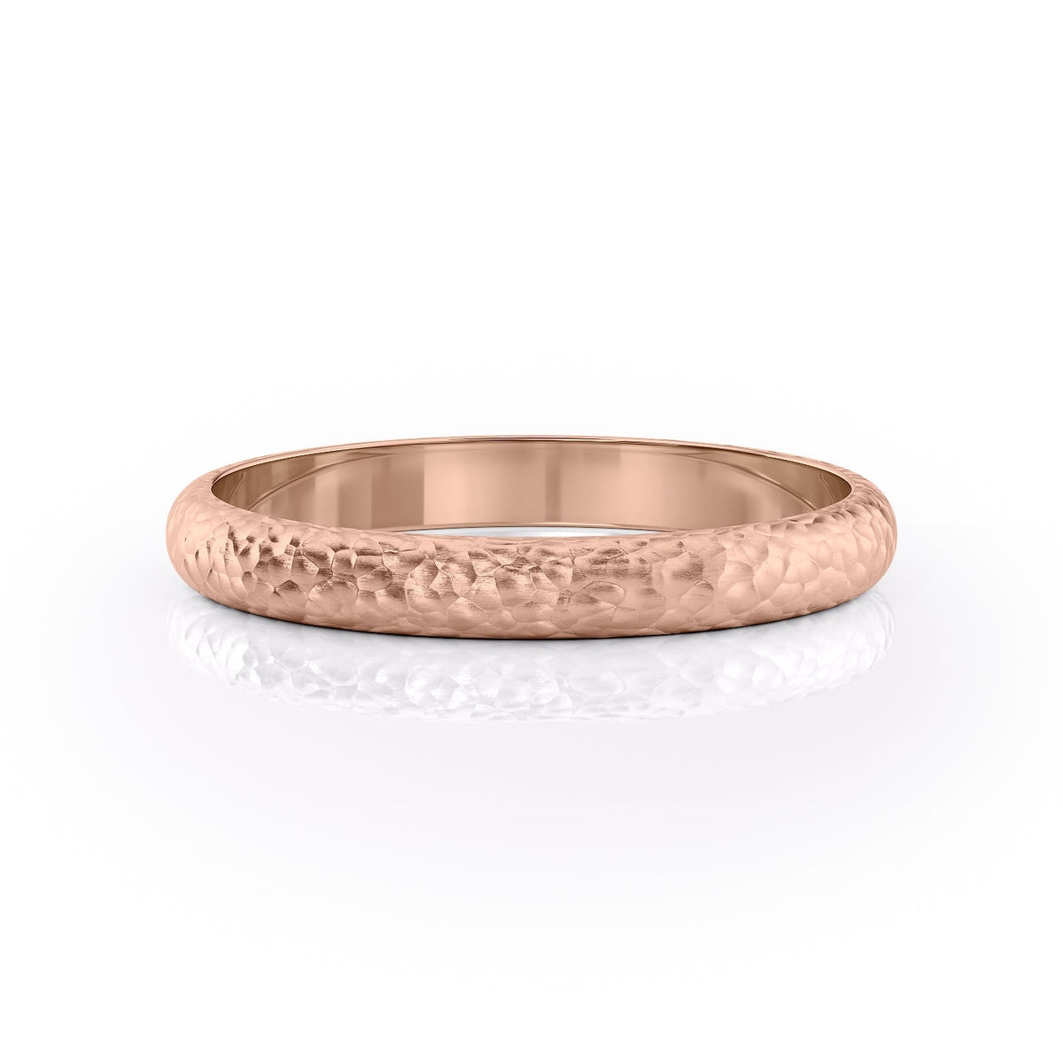 The James. A Rose Gold Classic Wedding Band Set With Lab Grown Diamonds. White Background.