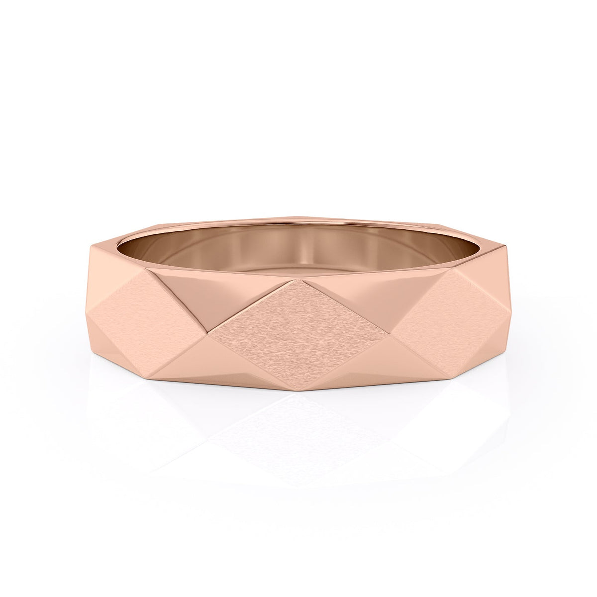 The Liam. A Rose Gold Designer Wedding Band Set With Lab Grown Diamonds. White Background.