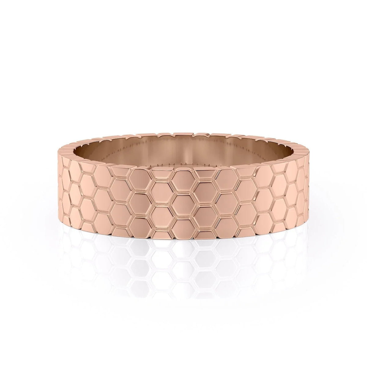 The Stephen. A Rose Gold Designer Wedding Band Set With Lab Grown Diamonds. White Background.