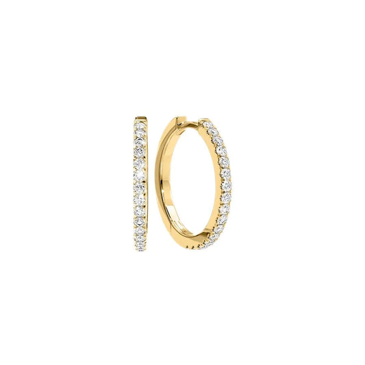 0.5ct 20mm Pave Hoops. A Yellow Gold Hoop Earrings Set With 0.5tcw Round Lab Grown Diamonds. White Background.