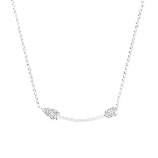 Aim Forward Necklace. A White Gold Designer Pendant Set With 0.25tcw Round Lab Grown Diamonds. White Background.