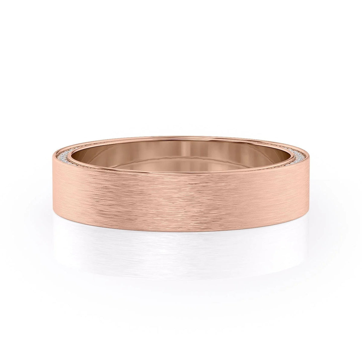 The Andrew. A Rose Gold Diamonds Wedding Band Set With 0.8tcw Round Lab Grown Diamonds. White Background.
