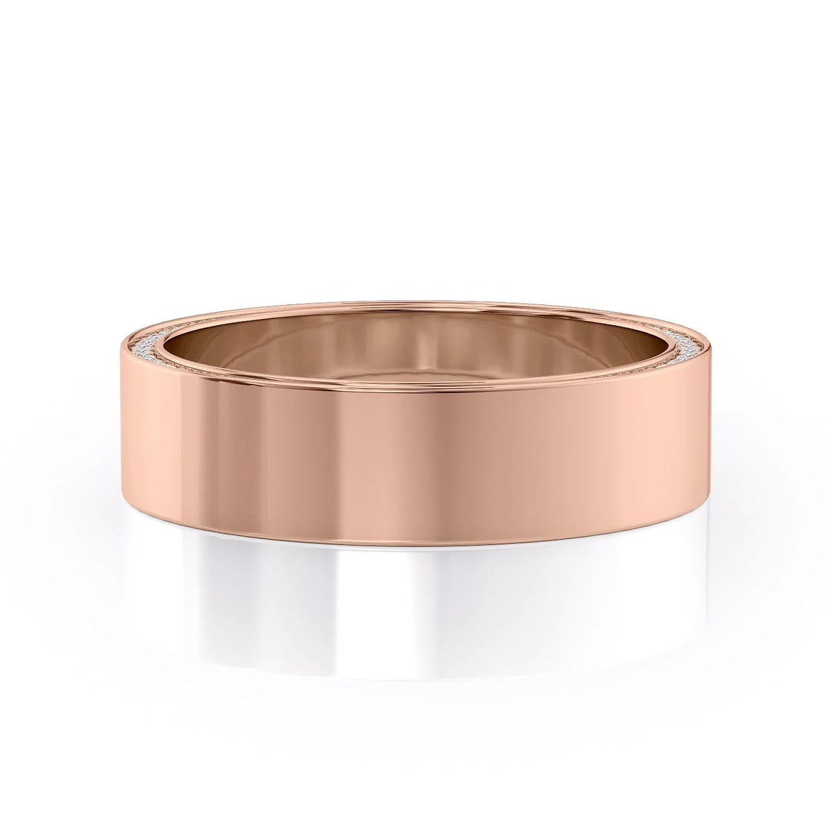 The Andrew. A Rose Gold Diamonds Wedding Band Set With 0.8tcw Round Lab Grown Diamonds. White Background.