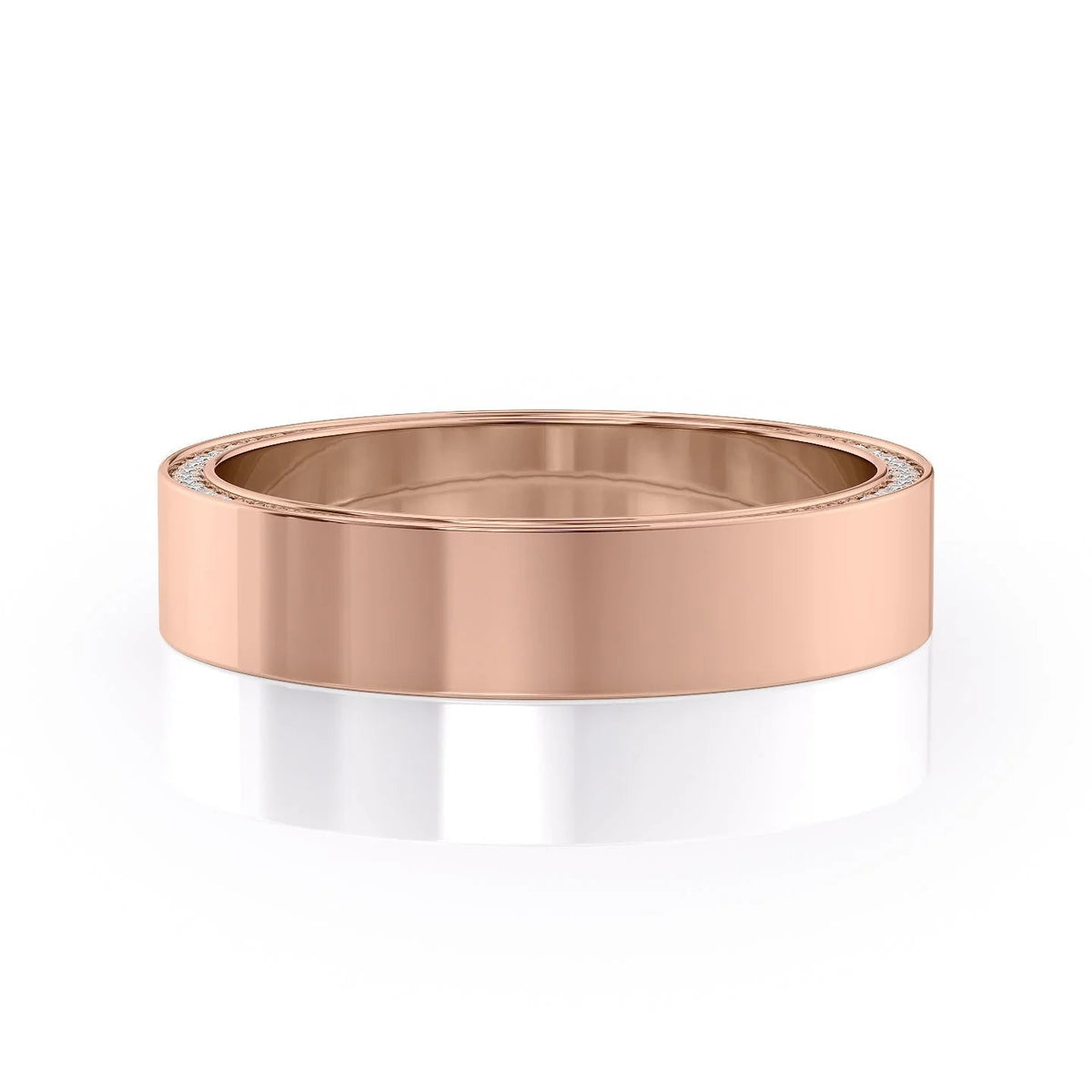 The Andrew. A Rose Gold Diamonds Wedding Band Set With 0.8tcw Round Lab Grown Diamonds. White Background.