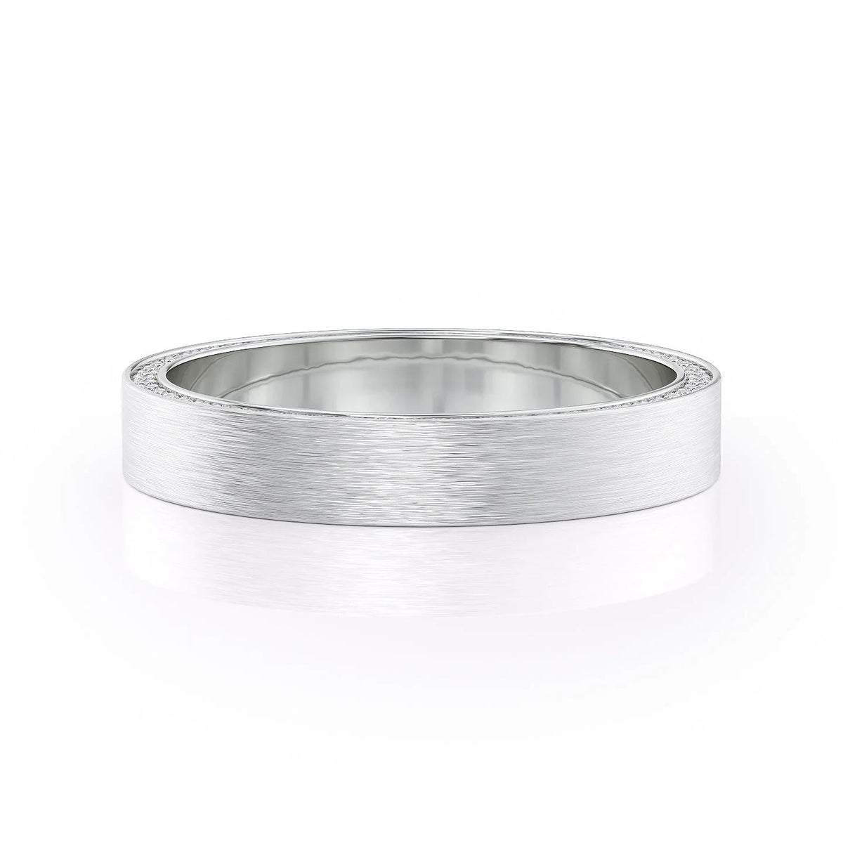 The Andrew. A White Gold Diamonds Wedding Band Set With 0.8tcw Round Lab Grown Diamonds. White Background.