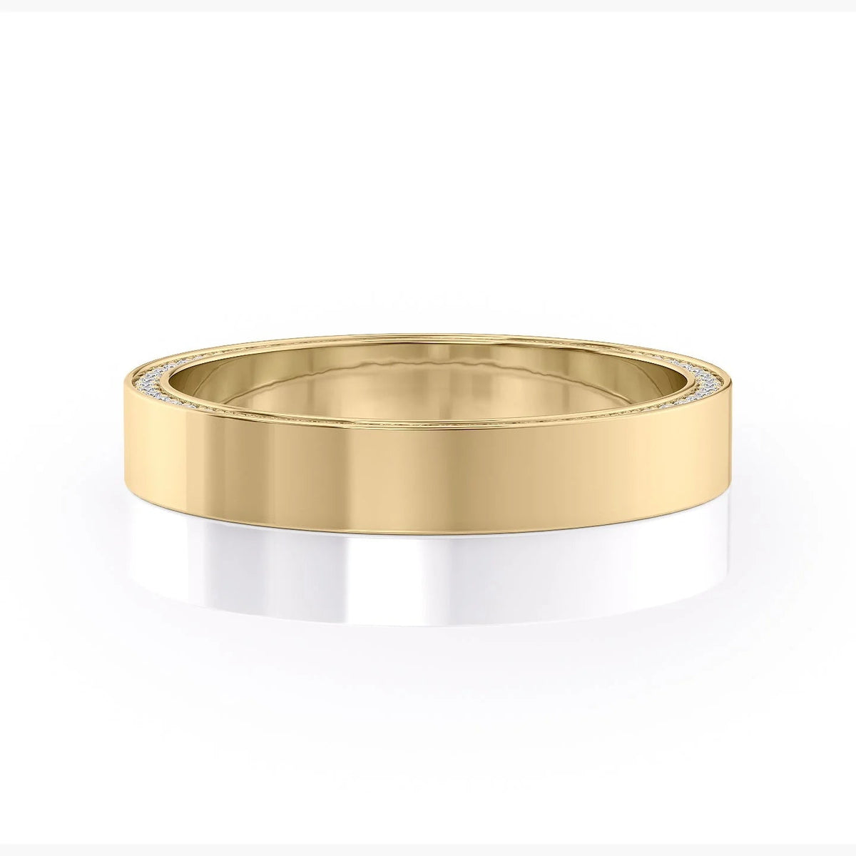 The Andrew. A Yellow Gold Diamonds Wedding Band Set With 0.8tcw Round Lab Grown Diamonds. White Background.