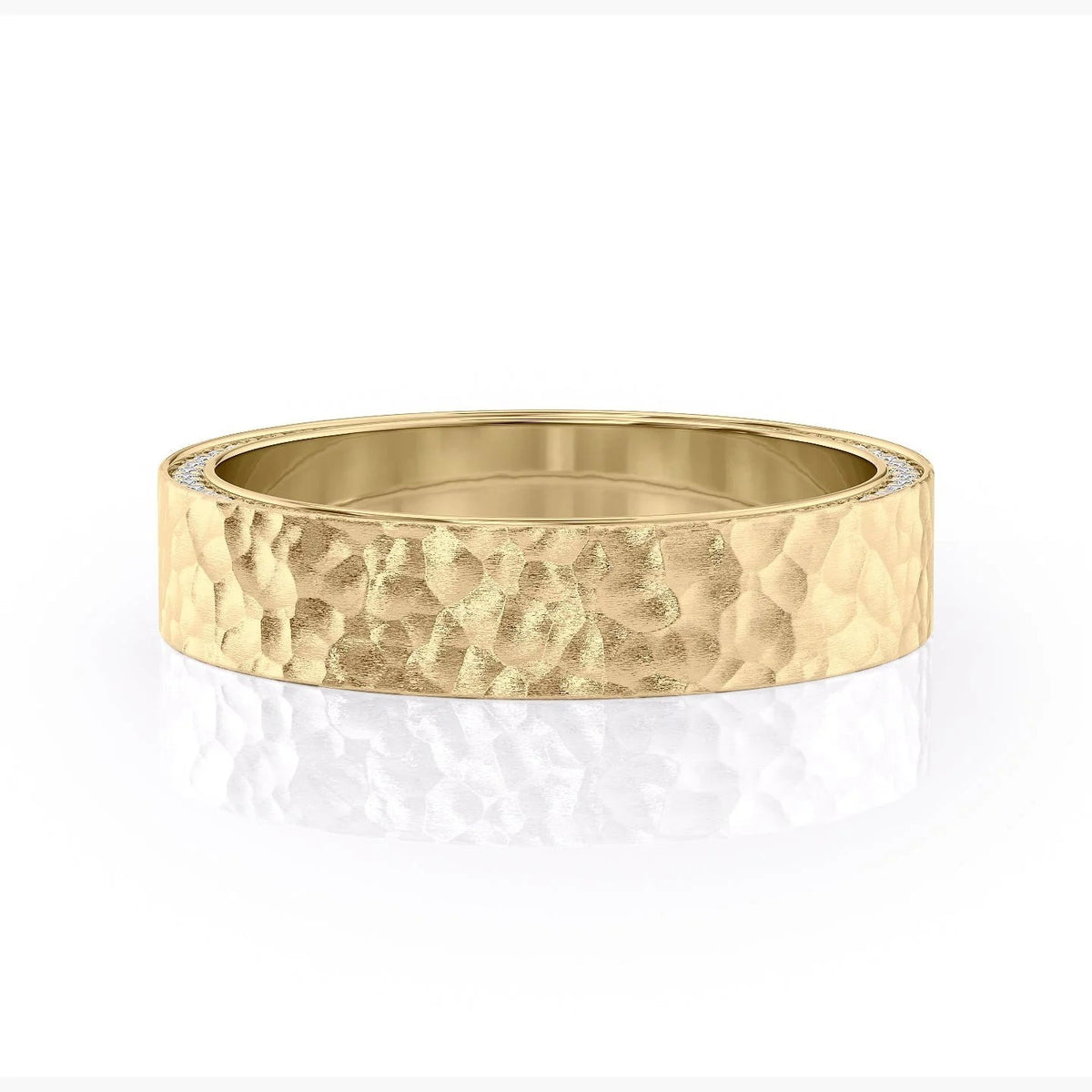 The Andrew. A Yellow Gold Diamonds Wedding Band Set With 0.8tcw Round Lab Grown Diamonds. White Background.