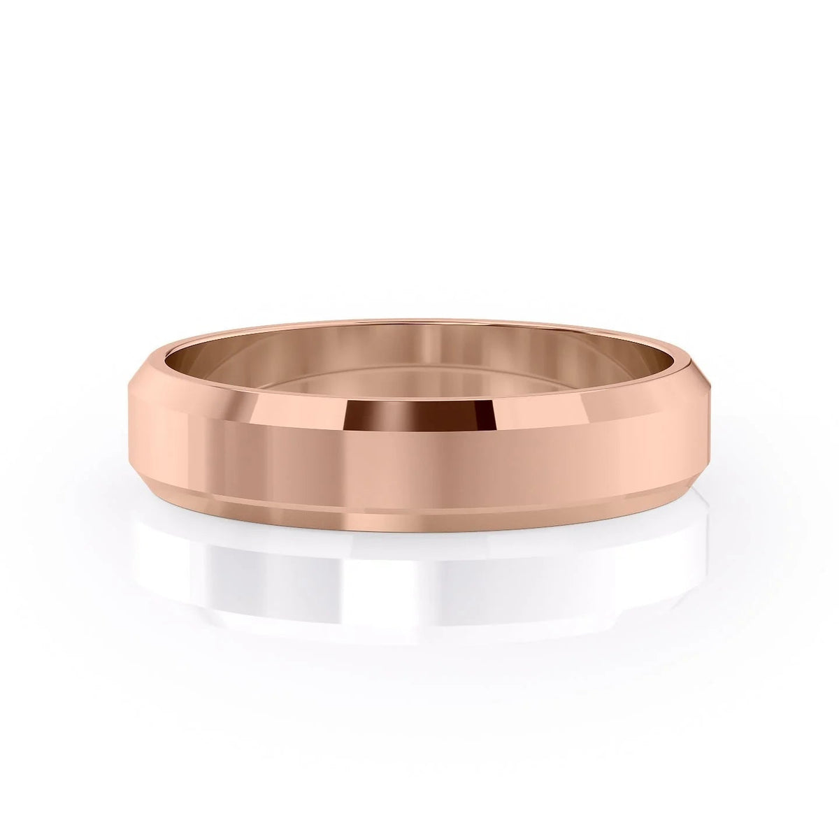 The Benjamin. A Rose Gold Classic Wedding Band Set With Lab Grown Diamonds. White Background.