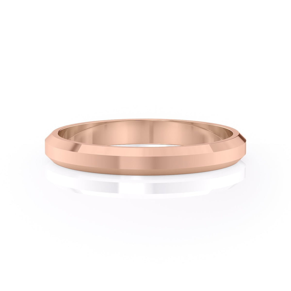 The Benjamin. A Rose Gold Classic Wedding Band Set With Lab Grown Diamonds. White Background.