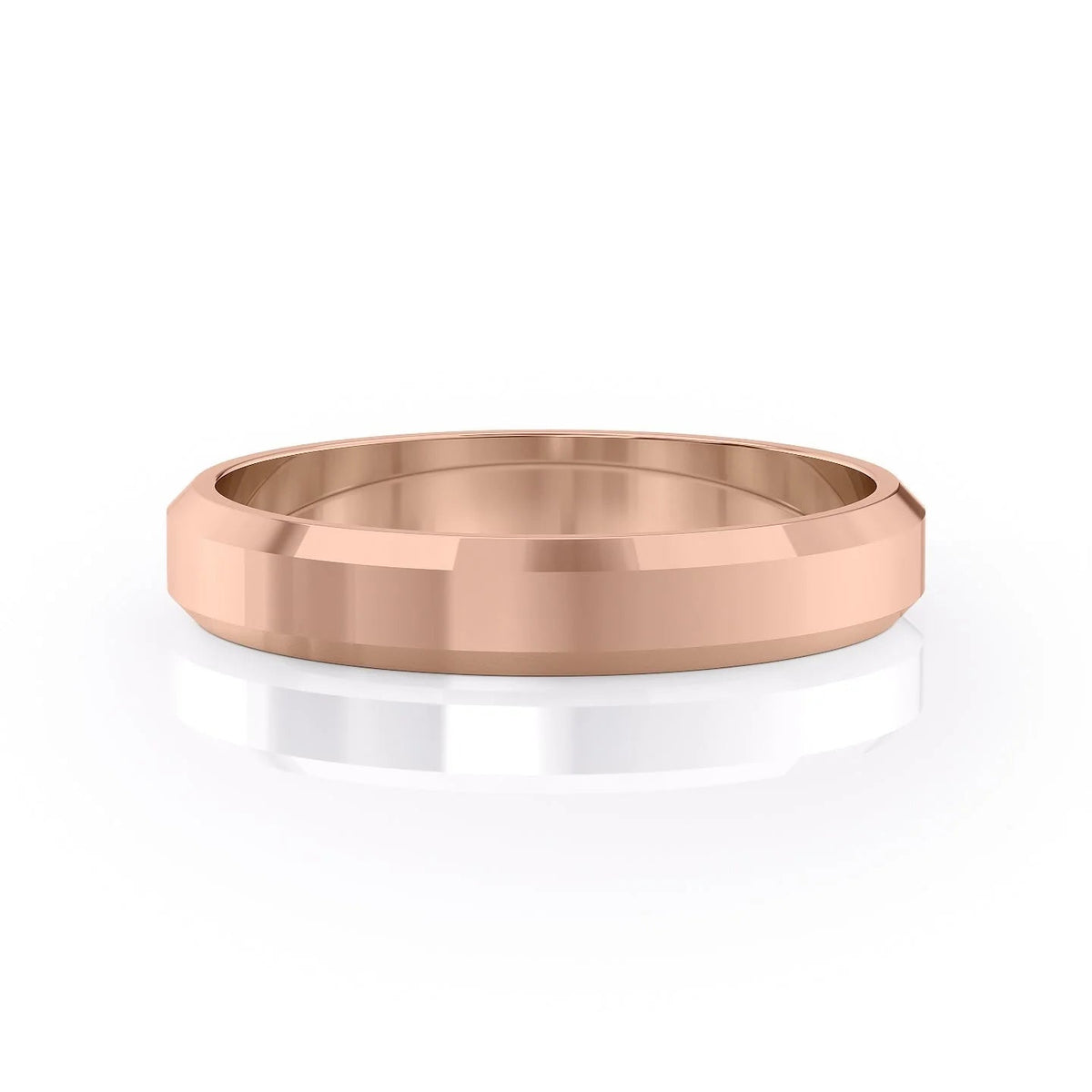 The Benjamin. A Rose Gold Classic Wedding Band Set With Lab Grown Diamonds. White Background.