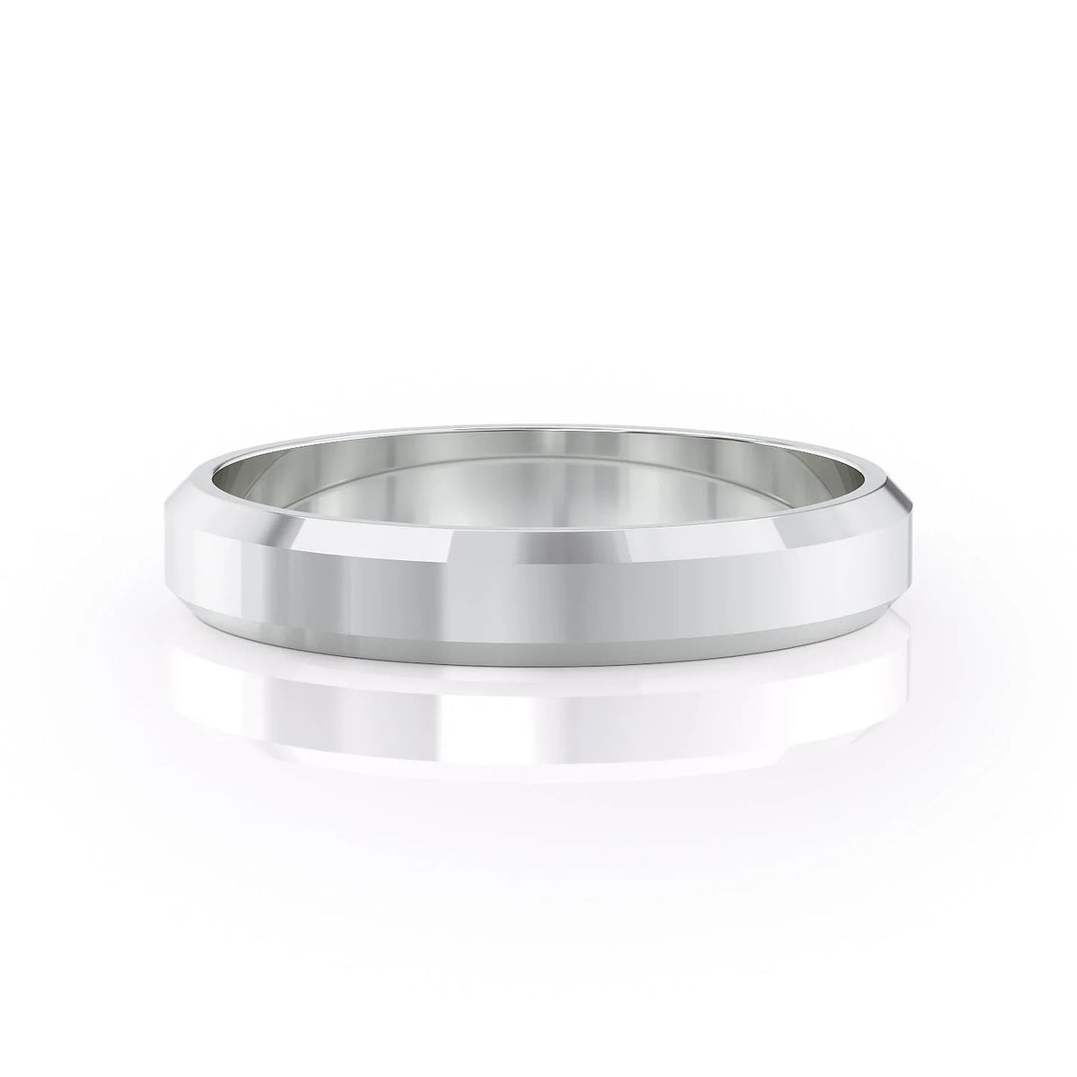 The Benjamin. A White Gold Classic Wedding Band Set With Lab Grown Diamonds. White Background.