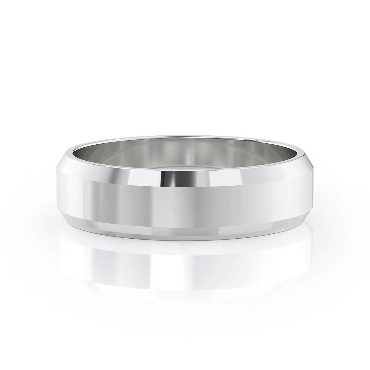 The Benjamin. A White Gold Classic Wedding Band Set With Lab Grown Diamonds. White Background.