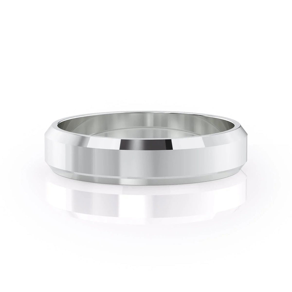 The Benjamin. A White Gold Classic Wedding Band Set With Lab Grown Diamonds. White Background.
