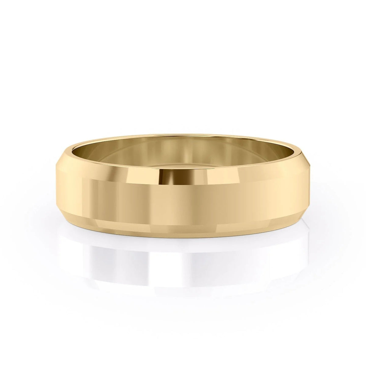 The Benjamin. A Yellow Gold Classic Wedding Band Set With Lab Grown Diamonds. White Background.
