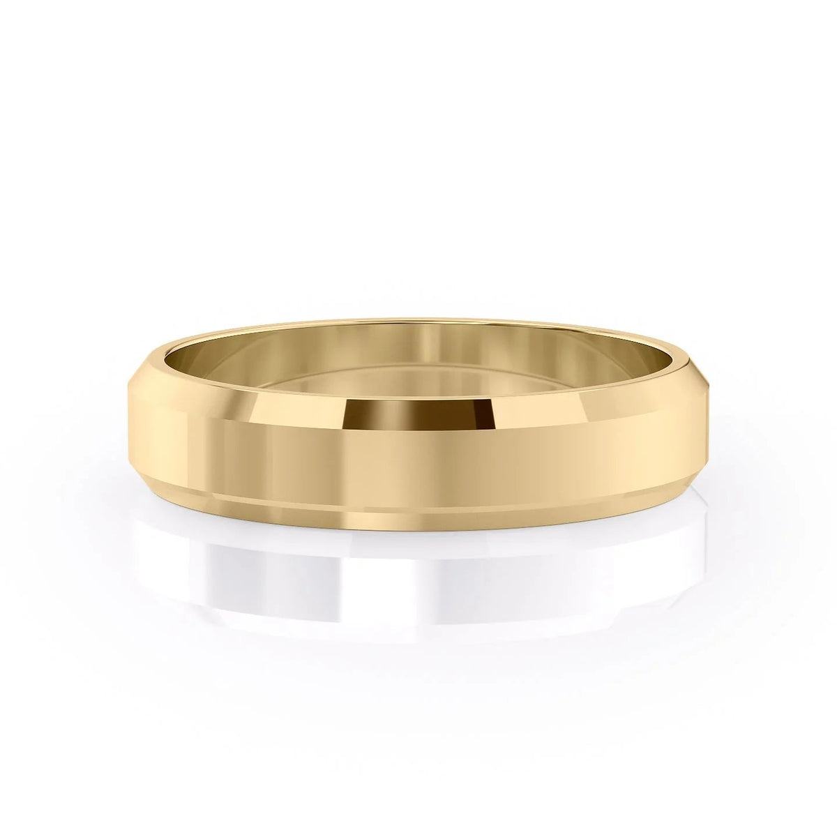 The Benjamin. A Yellow Gold Classic Wedding Band Set With Lab Grown Diamonds. White Background.