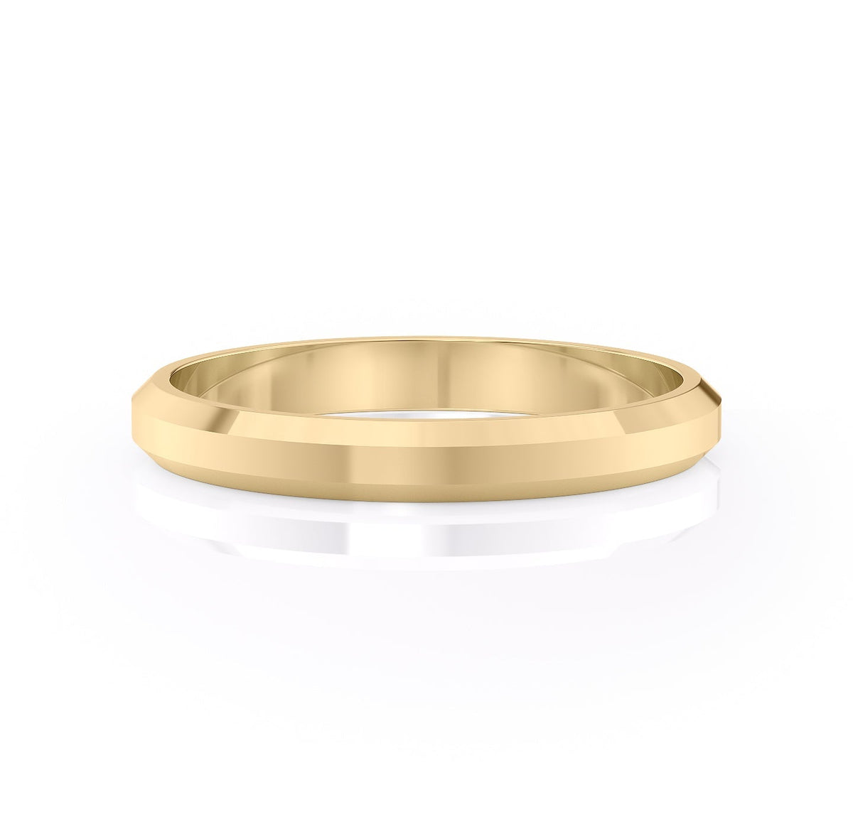 The Benjamin. A Yellow Gold Classic Wedding Band Set With Lab Grown Diamonds. White Background.