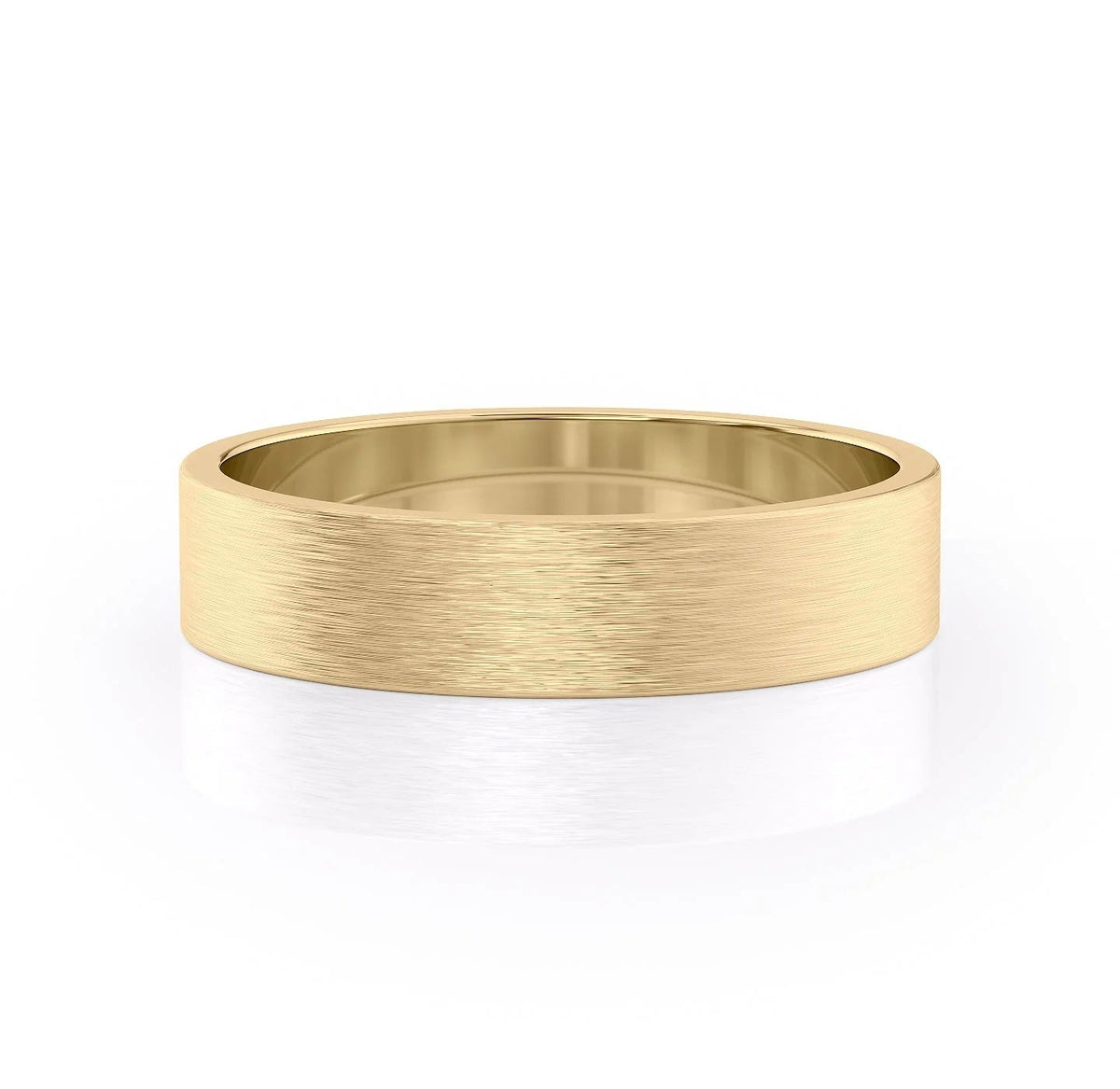 The Daniel. A Yellow Gold Classic Wedding Band Set With Lab Grown Diamonds. White Background.