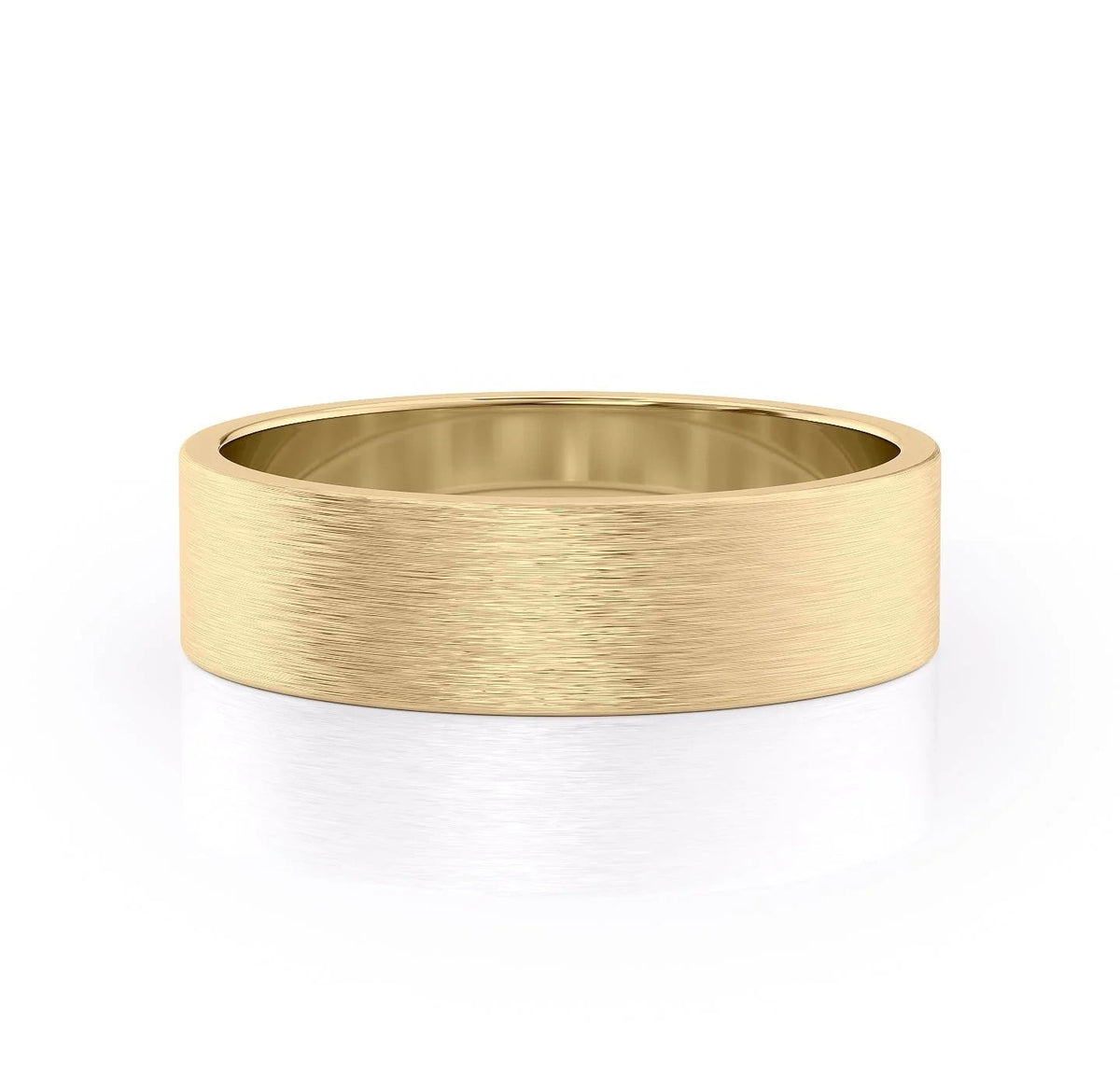 The Daniel. A Yellow Gold Classic Wedding Band Set With Lab Grown Diamonds. White Background.