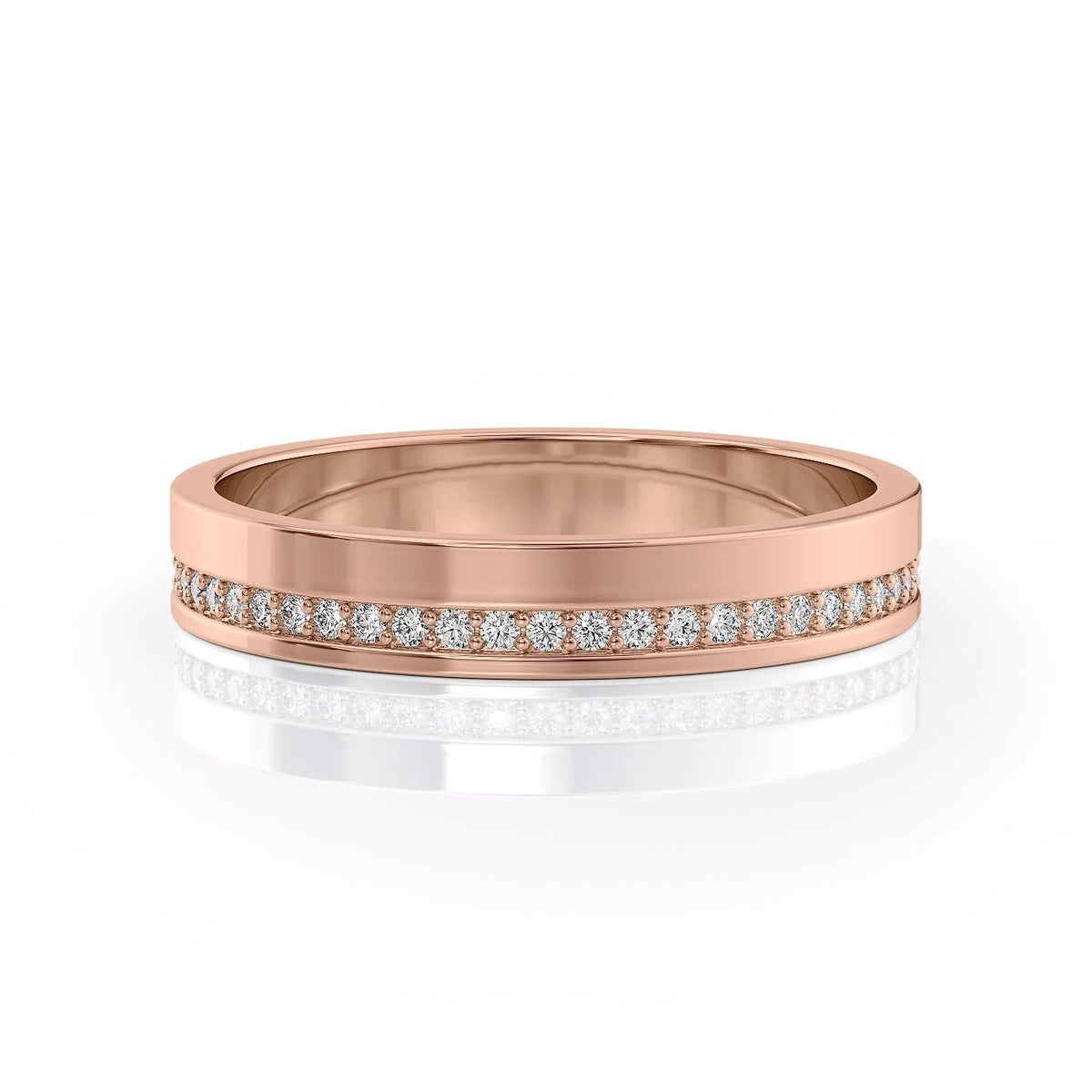 The Ethan. A Rose Gold Diamonds Wedding Band Set With 0.3tcw Round Lab Grown Diamonds. White Background.