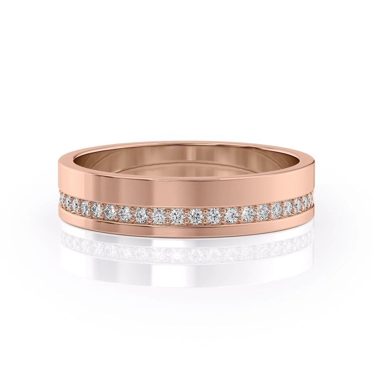 The Ethan. A Rose Gold Diamonds Wedding Band Set With 0.3tcw Round Lab Grown Diamonds. White Background.