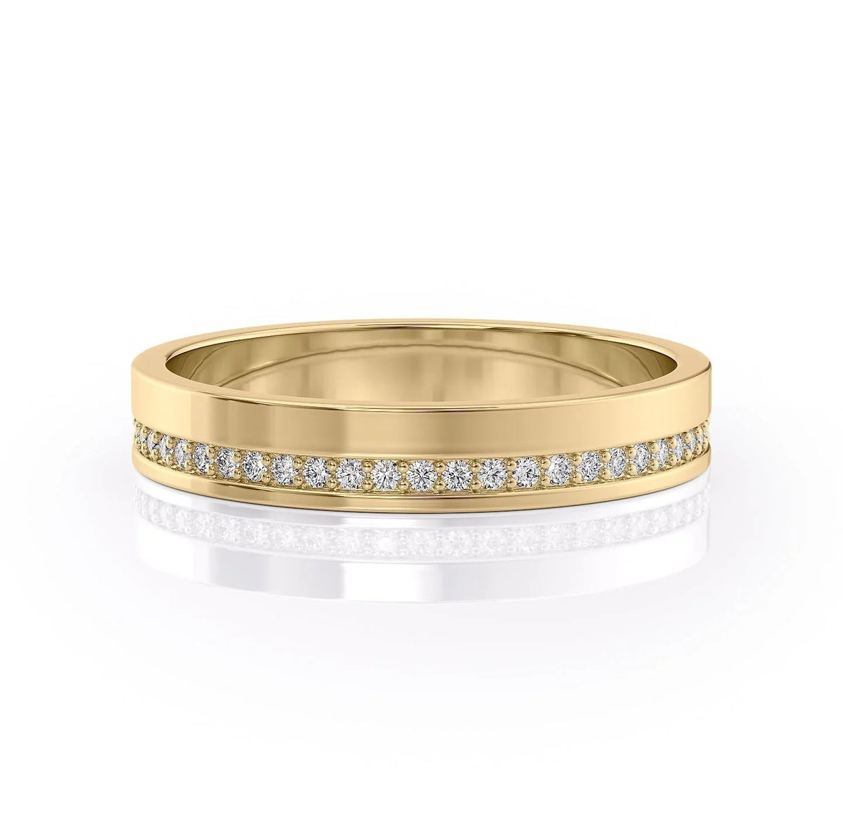 The Ethan. A Yellow Gold Diamonds Wedding Band Set With 0.3tcw Round Lab Grown Diamonds. White Background.