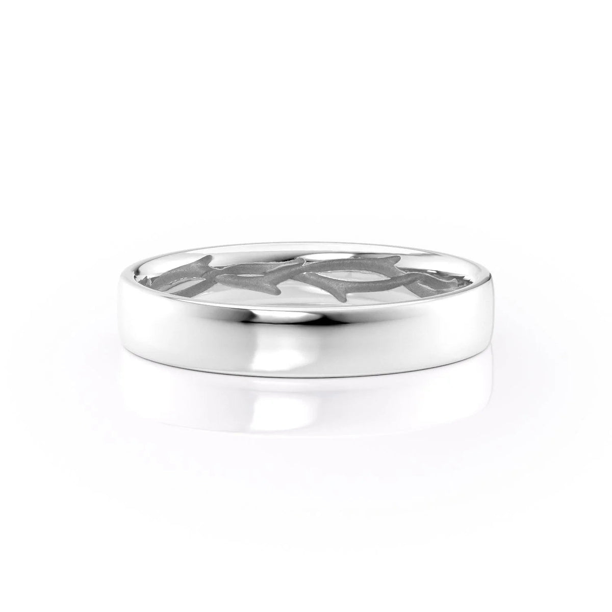 The Hidden Twig Cigar. A White Gold Classic, Designer Wedding Band Set With Lab Grown Diamonds. White Background.