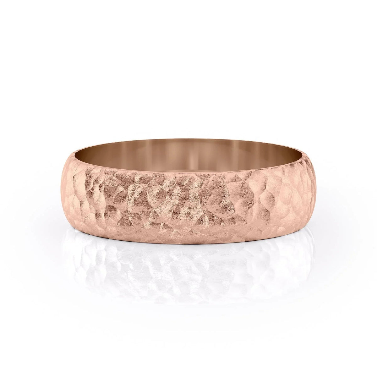The James. A Rose Gold Classic Wedding Band Set With Lab Grown Diamonds. White Background.