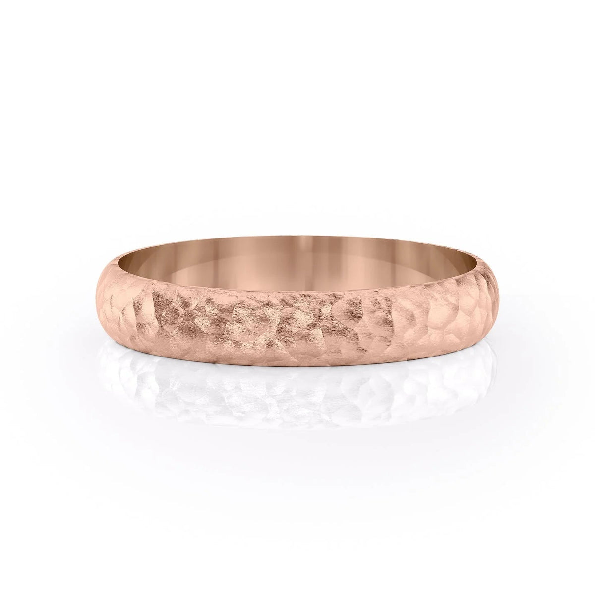 The James. A Rose Gold Classic Wedding Band Set With Lab Grown Diamonds. White Background.