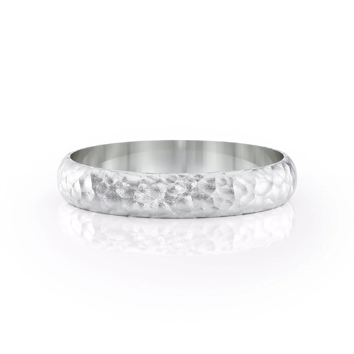 The James. A White Gold Classic Wedding Band Set With Lab Grown Diamonds. White Background.