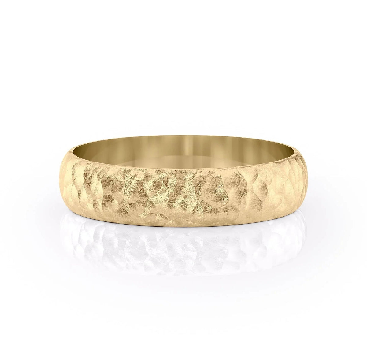 The James. A Yellow Gold Classic Wedding Band Set With Lab Grown Diamonds. White Background.