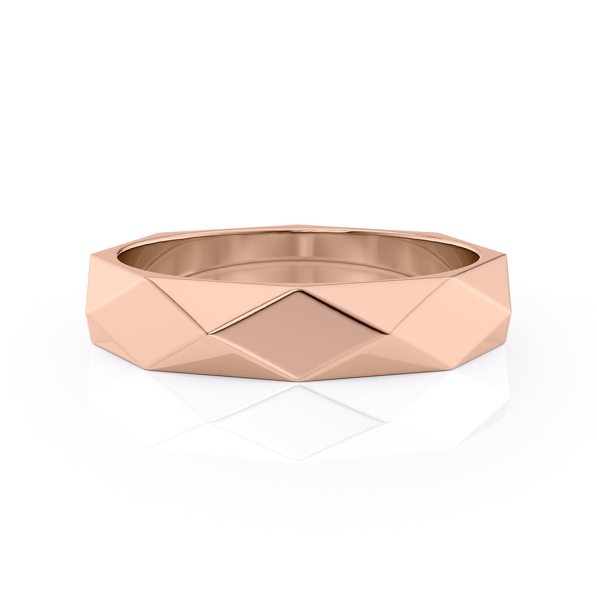 The Liam. A Rose Gold Designer Wedding Band Set With Lab Grown Diamonds. White Background.