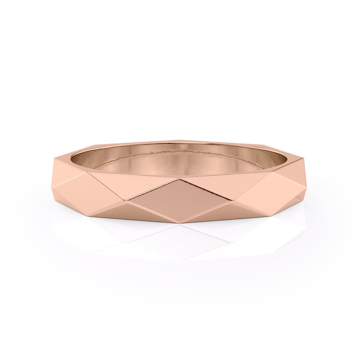 The Liam. A Rose Gold Designer Wedding Band Set With Lab Grown Diamonds. White Background.