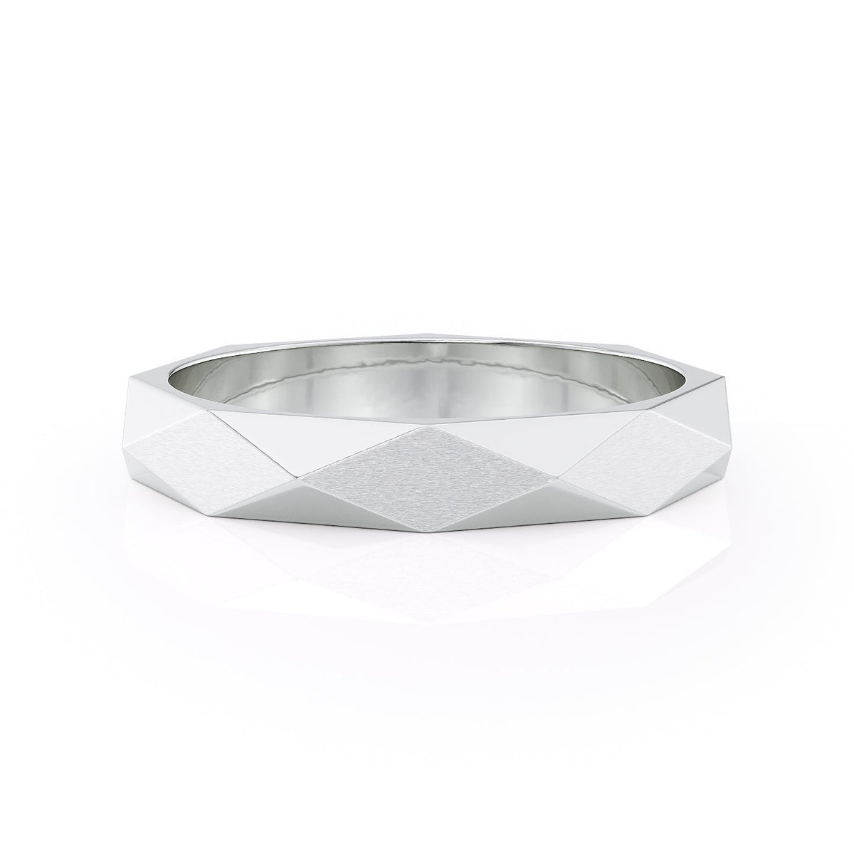 The Liam. A White Gold Designer Wedding Band Set With Lab Grown Diamonds. White Background.