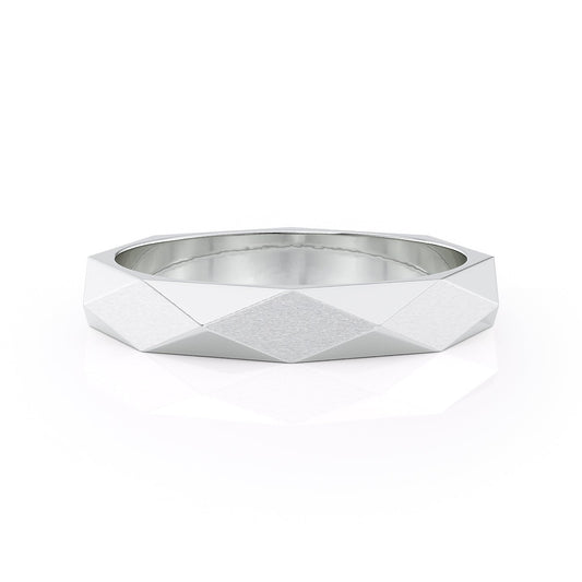 The Liam. A White Gold Designer Wedding Band Set With Lab Grown Diamonds. White Background.
