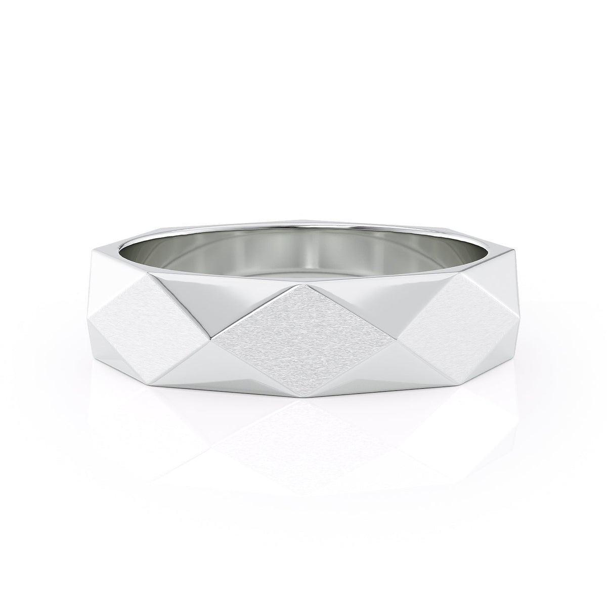 The Liam. A White Gold Designer Wedding Band Set With Lab Grown Diamonds. White Background.