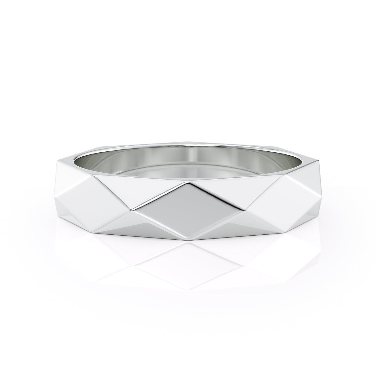 The Liam. A White Gold Designer Wedding Band Set With Lab Grown Diamonds. White Background.