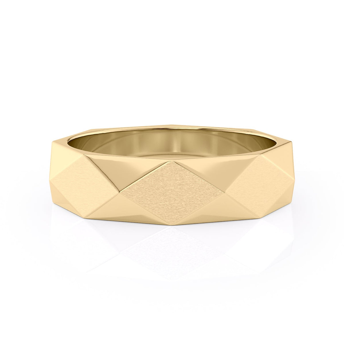 The Liam. A Yellow Gold Designer Wedding Band Set With Lab Grown Diamonds. White Background.