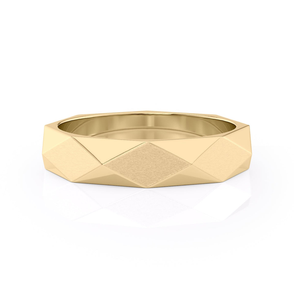 The Liam. A Yellow Gold Designer Wedding Band Set With Lab Grown Diamonds. White Background.