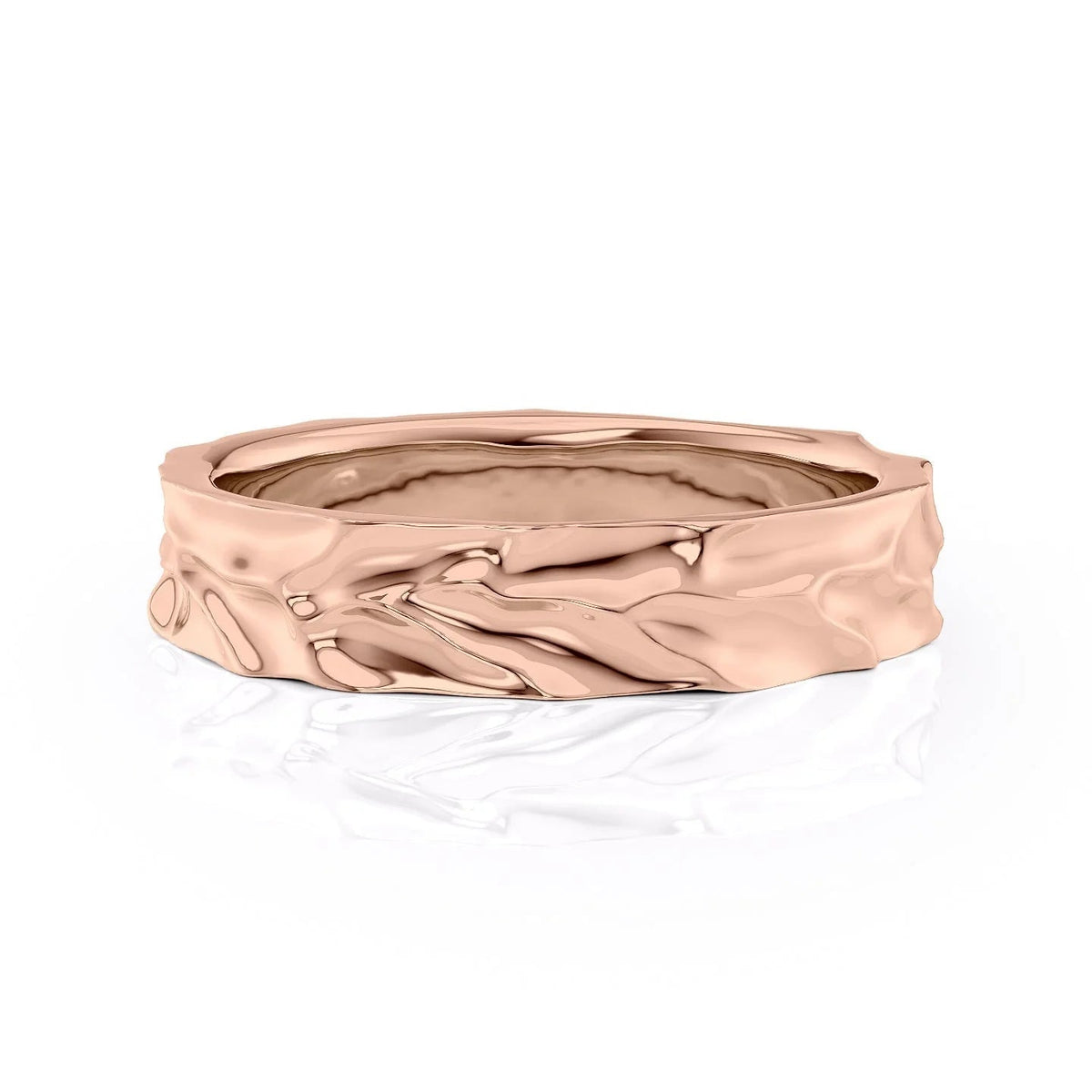 The Lincoln. A Rose Gold Designer Wedding Band Set With Lab Grown Diamonds. White Background.