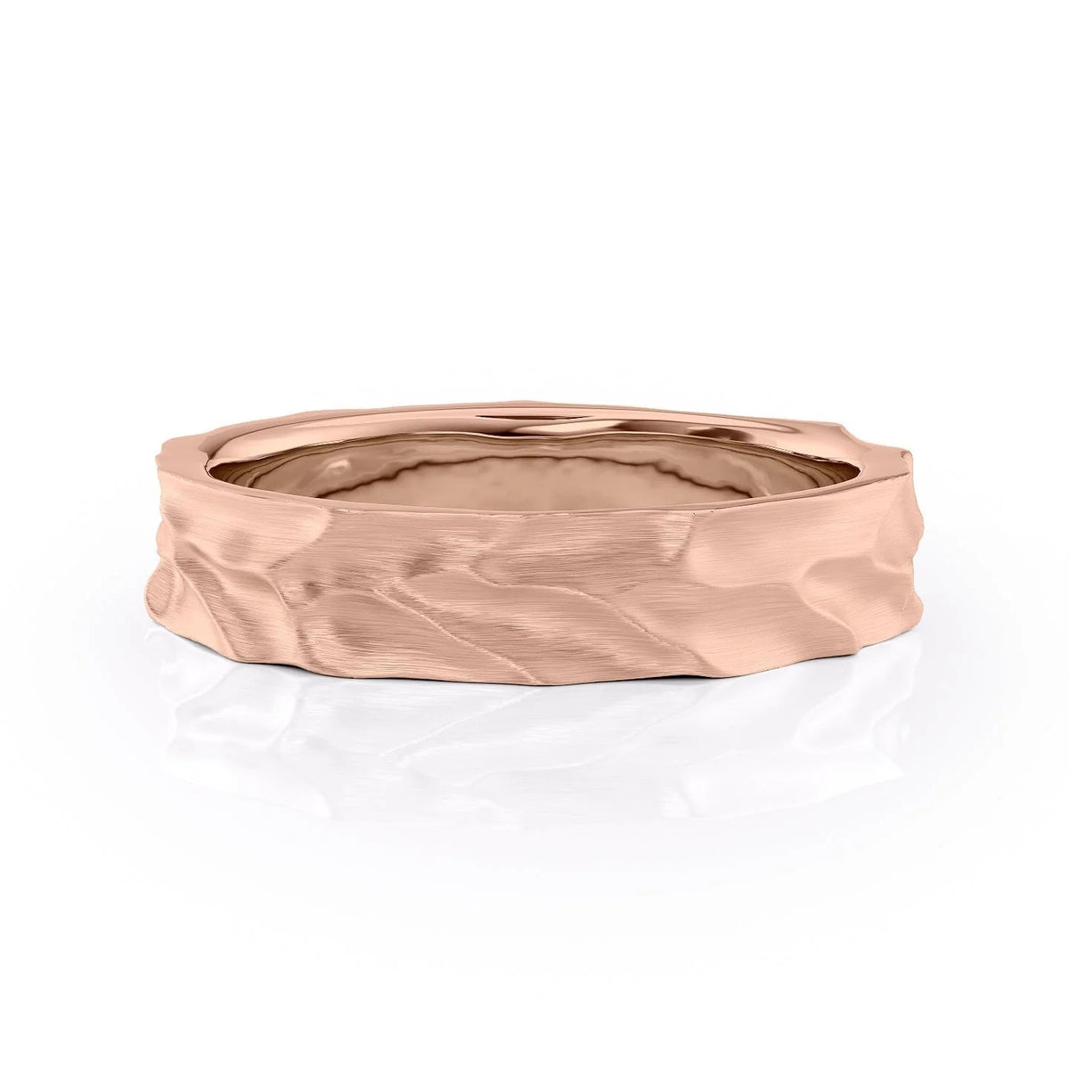 The Lincoln. A Rose Gold Designer Wedding Band Set With Lab Grown Diamonds. White Background.