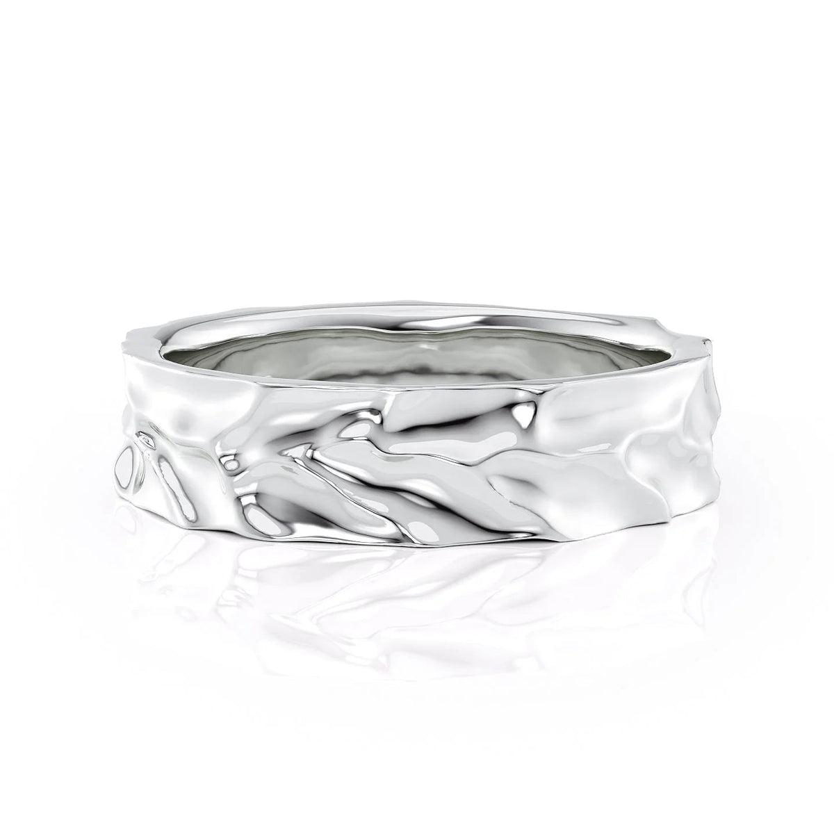 The Lincoln. A White Gold Designer Wedding Band Set With Lab Grown Diamonds. White Background.