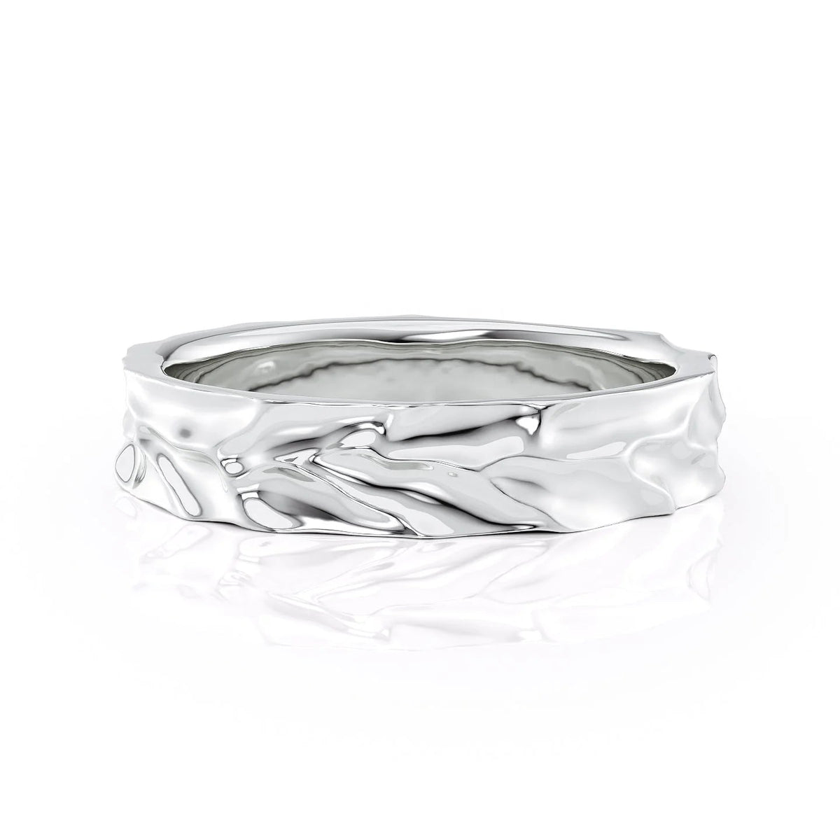 The Lincoln. A White Gold Designer Wedding Band Set With Lab Grown Diamonds. White Background.