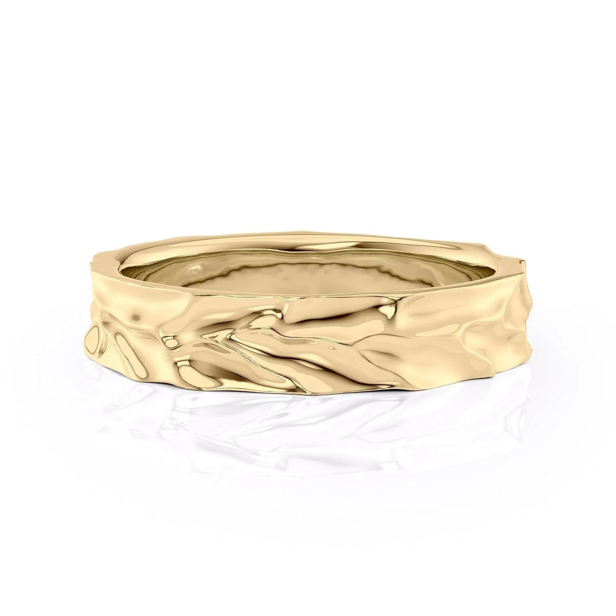 The Lincoln. A Yellow Gold Designer Wedding Band Set With Lab Grown Diamonds. White Background.