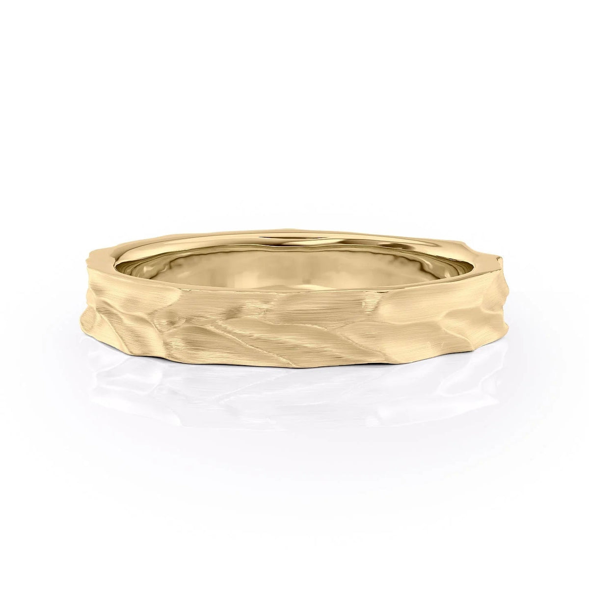 The Lincoln. A Yellow Gold Designer Wedding Band Set With Lab Grown Diamonds. White Background.