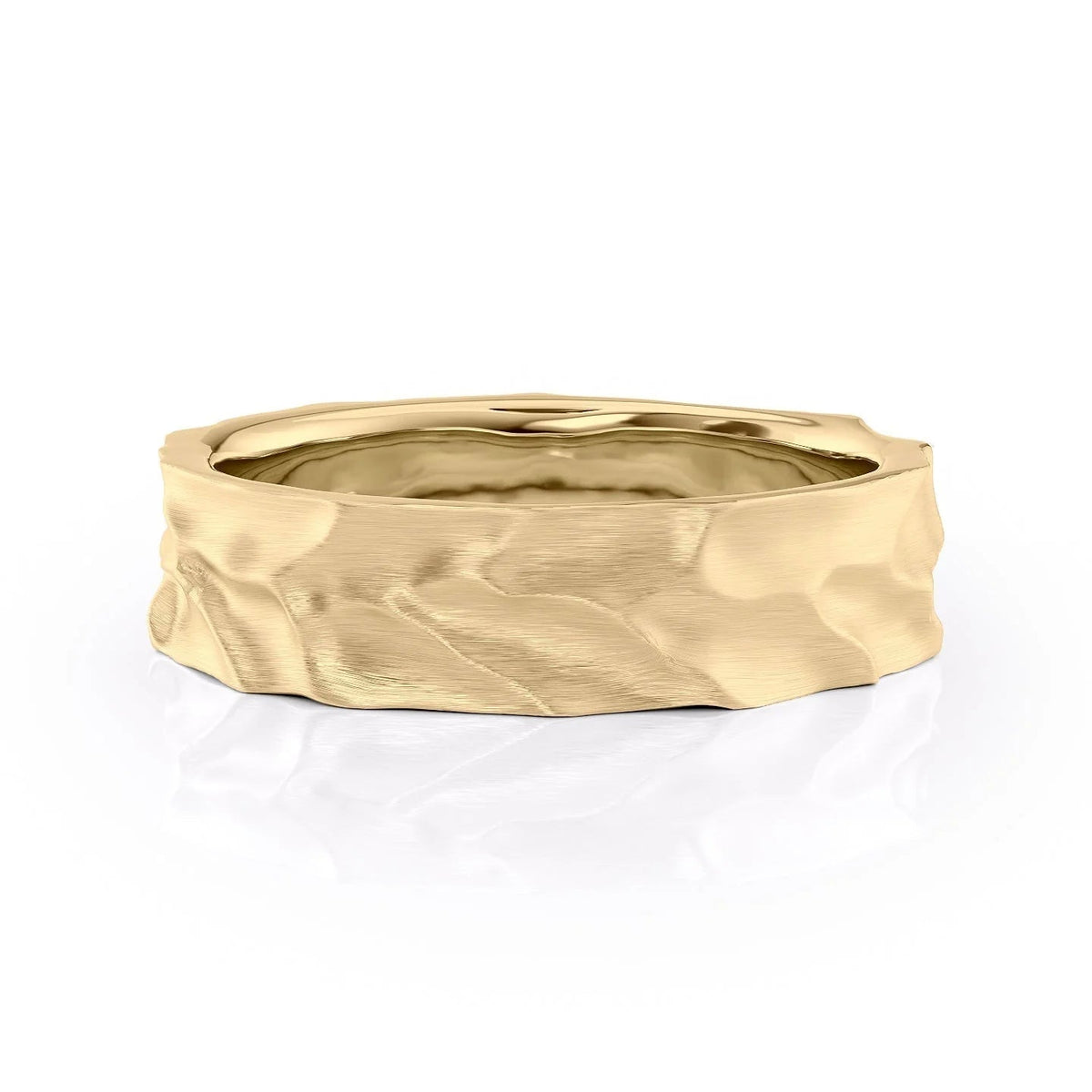 The Lincoln. A Yellow Gold Designer Wedding Band Set With Lab Grown Diamonds. White Background.