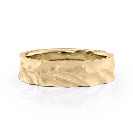 The Lincoln. A Yellow Gold Designer Wedding Band Set With Lab Grown Diamonds. White Background.