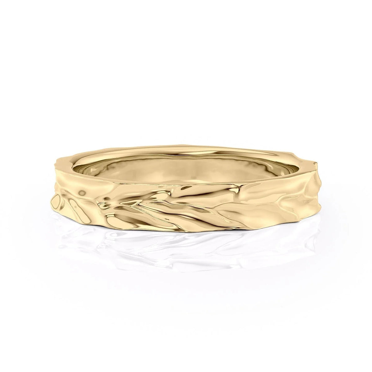 The Lincoln. A Yellow Gold Designer Wedding Band Set With Lab Grown Diamonds. White Background.