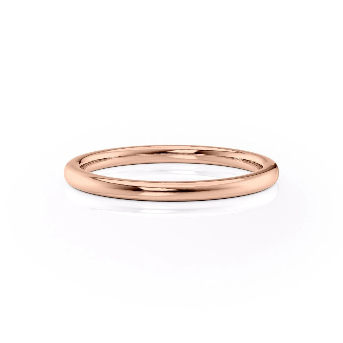 The Natalie. A Rose Gold Solid Wedding Band Set With Lab Grown Diamonds. White Background.